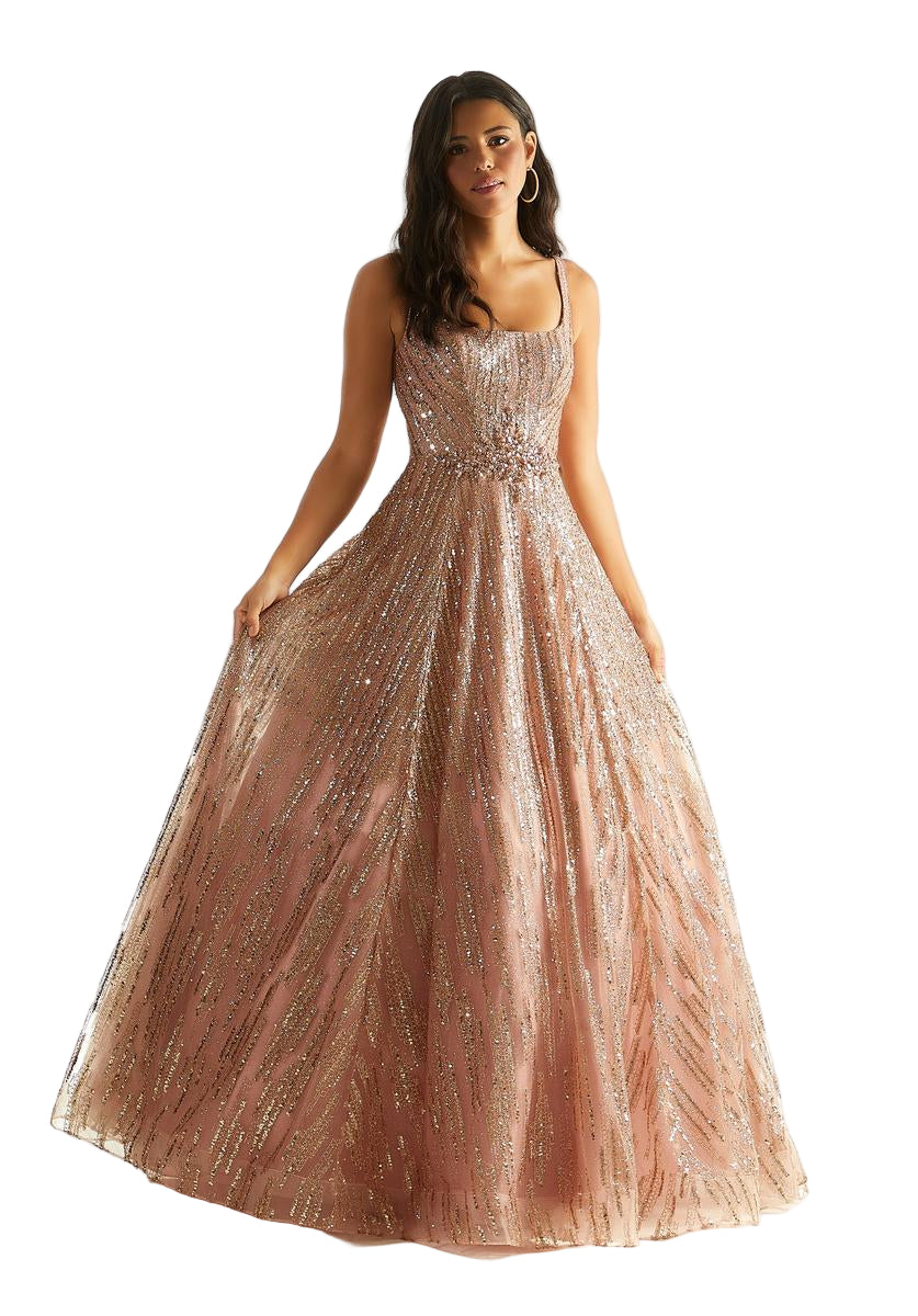 Chiffon Corset Prom Dress with Detachable Sleeves