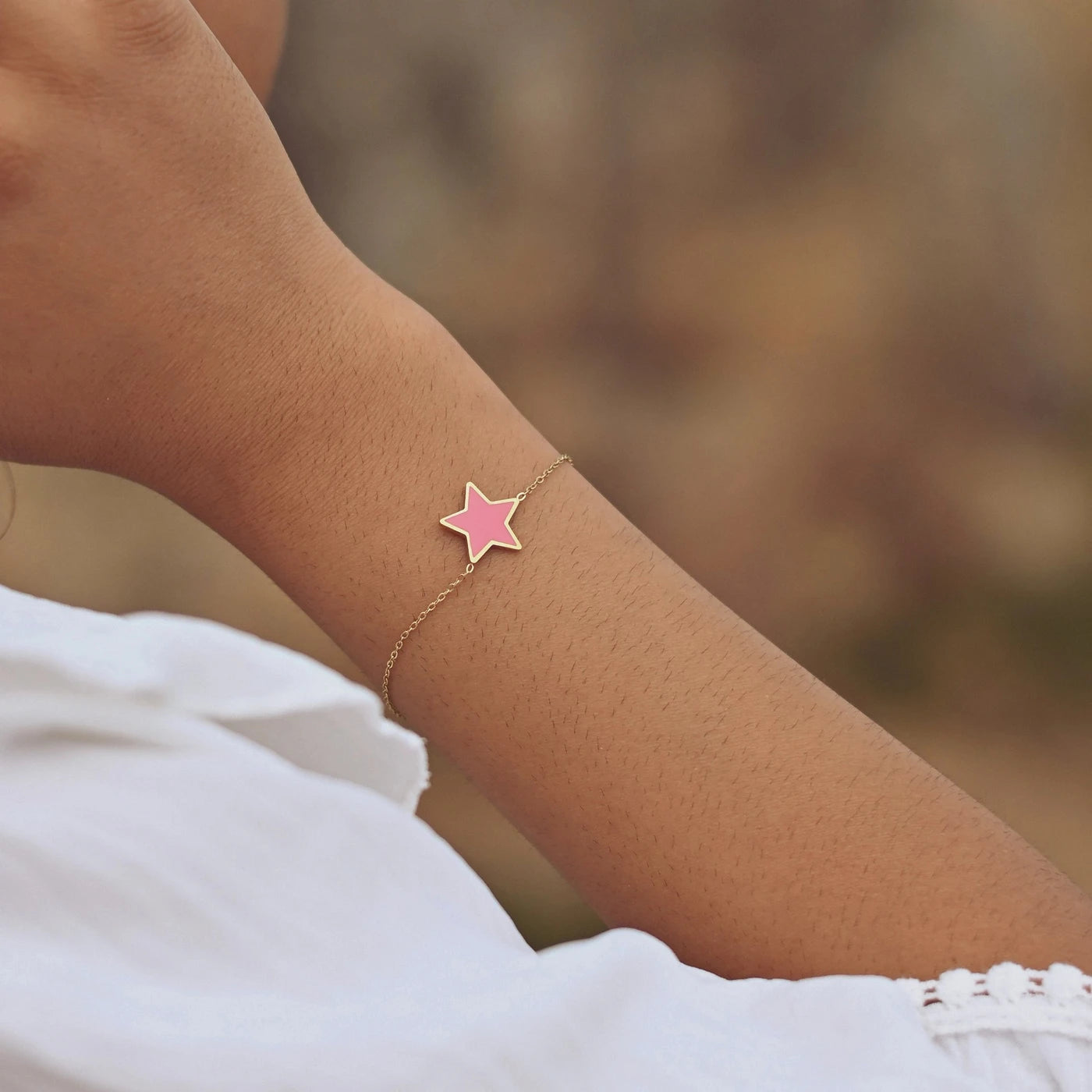 Bracciale in acciaio stella rosa