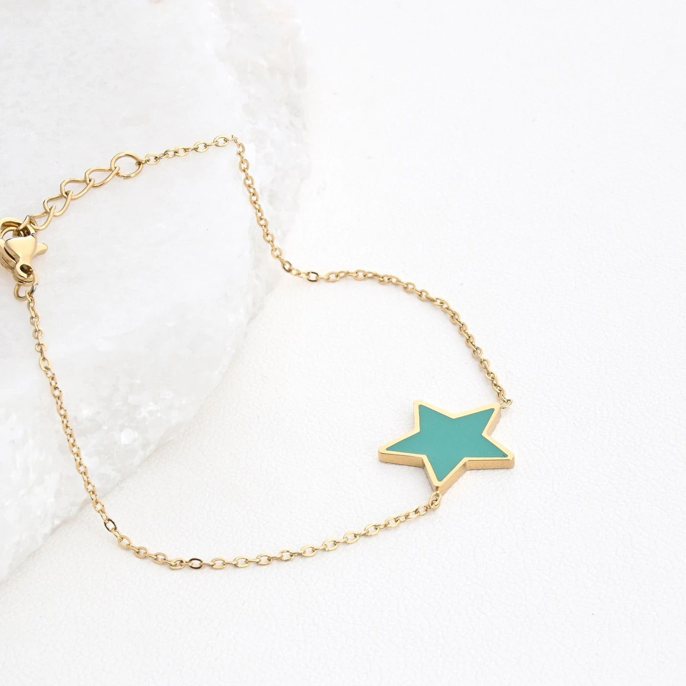 Bracciale in acciaio stella verde