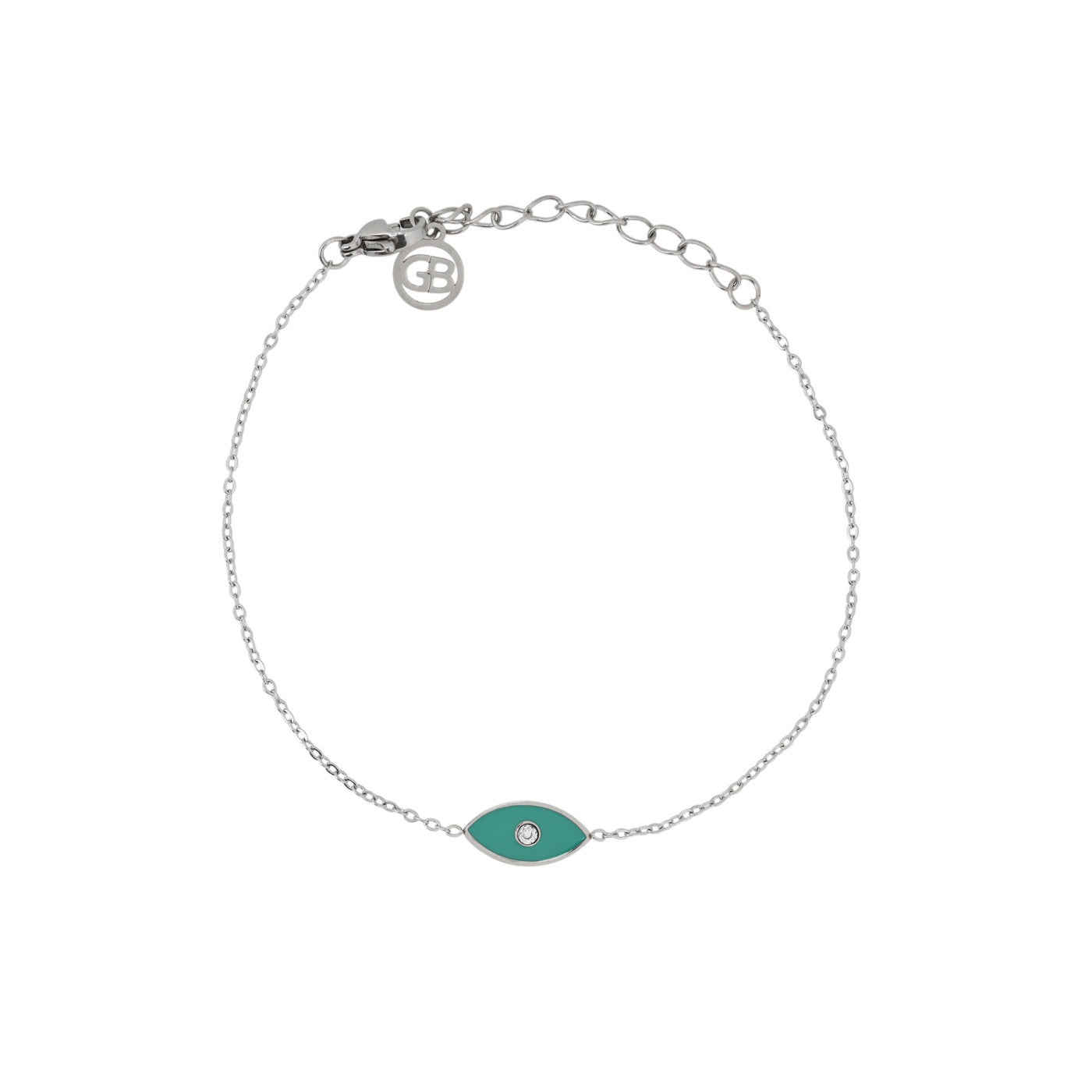 Bracciale in acciaio occhio verde