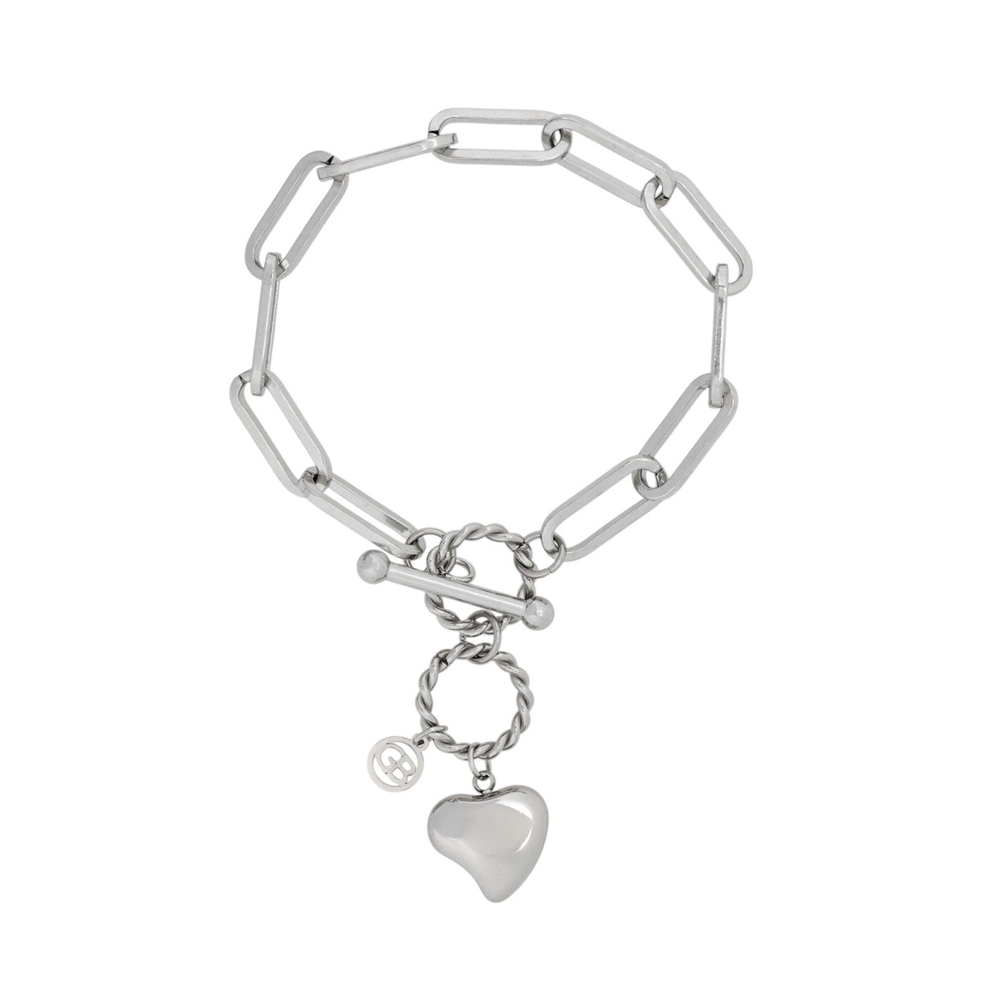Bracciale catena in acciaio e cuore