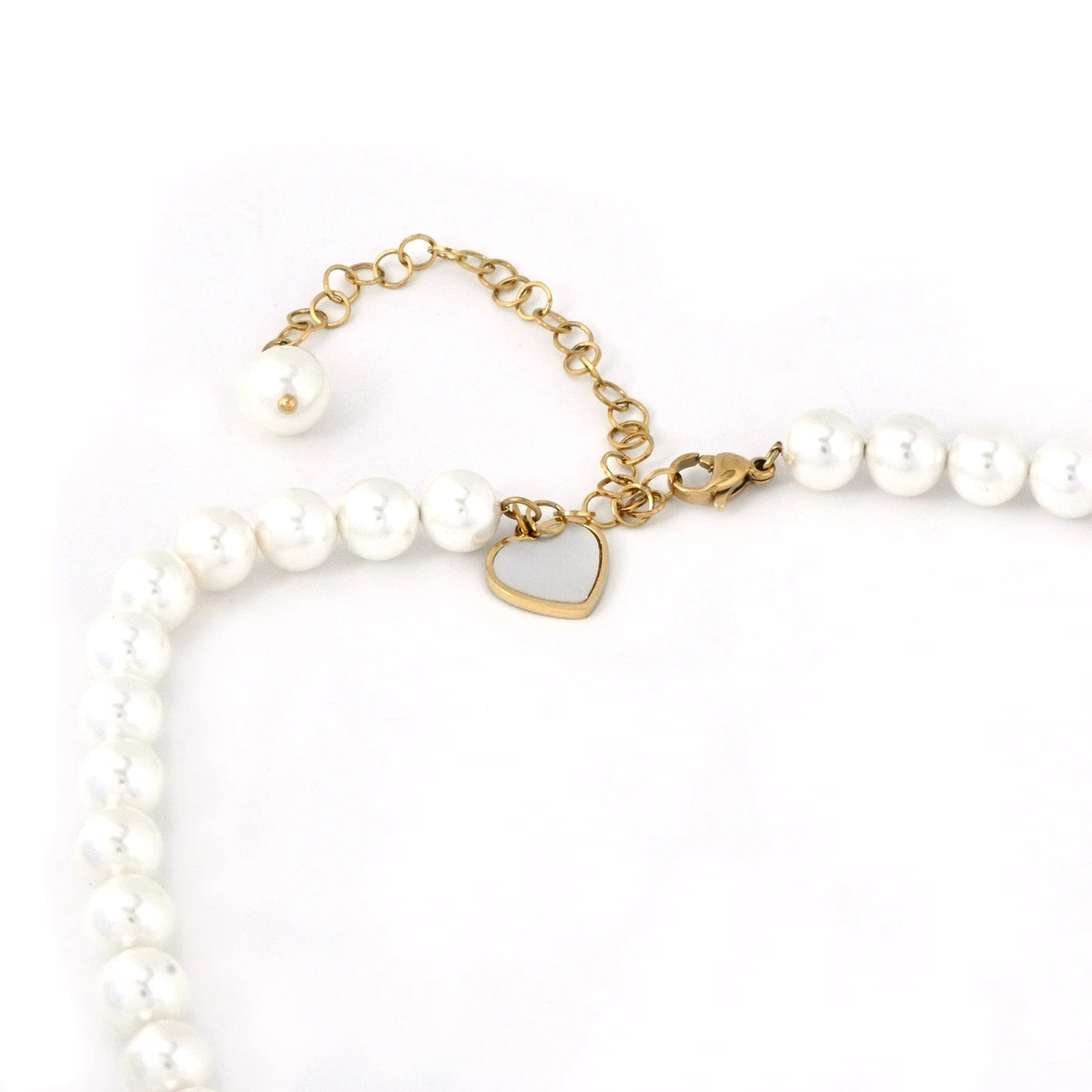Collana cuore in acciaio con madreperla